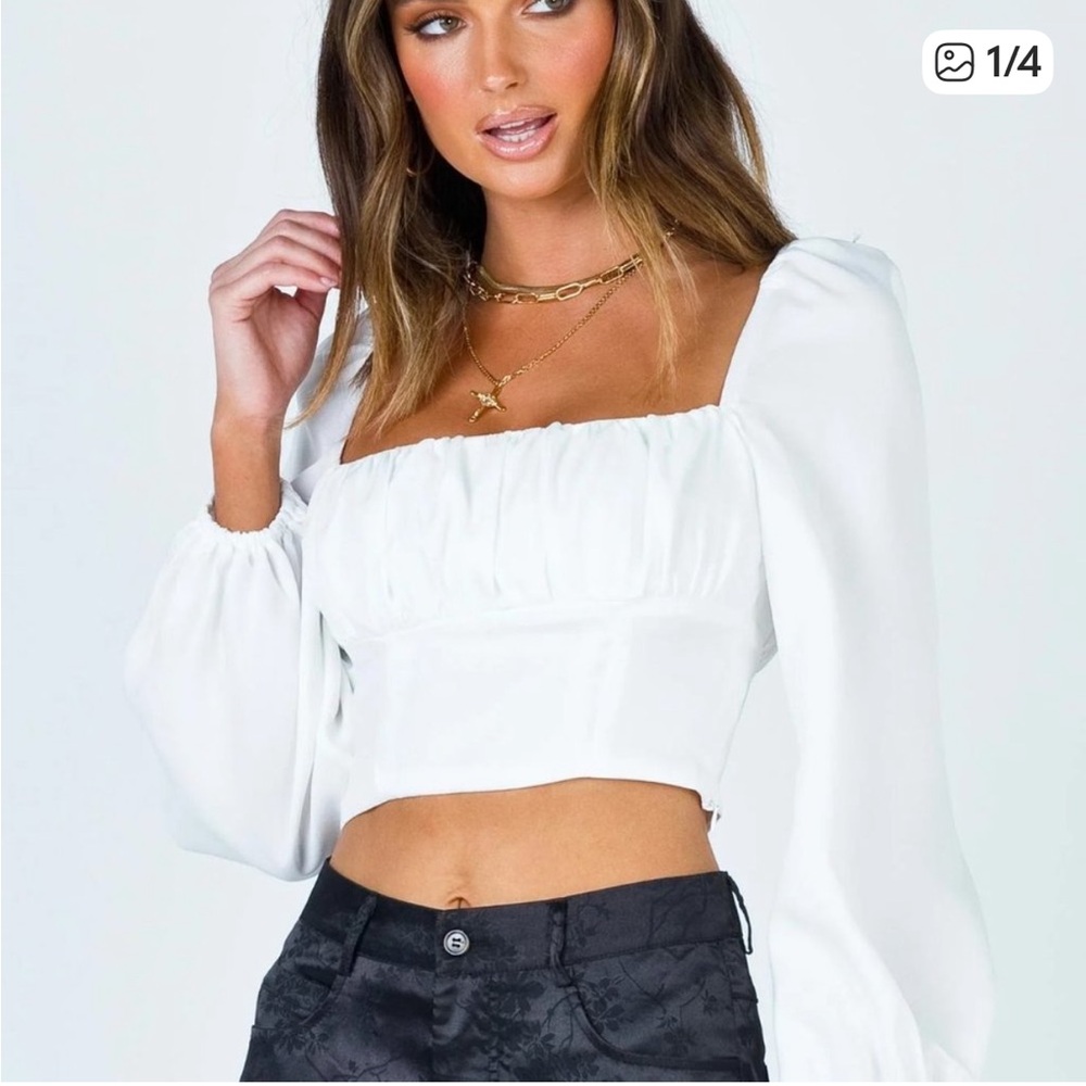 Princess Polly White Puff Sleeve Blouse